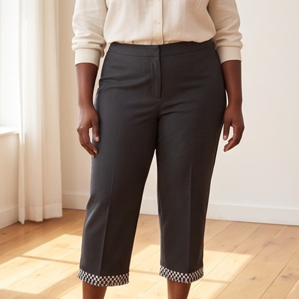 Alfred Dunner 20W Portofino SJ Capri Pants Charcoal Plus Size NWT $59‎